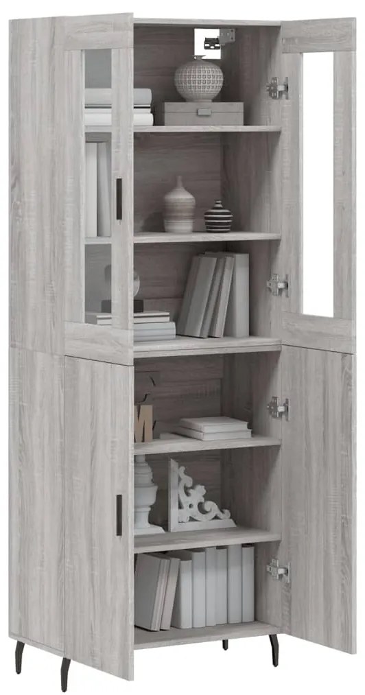 vidaXL Ντουλάπι Γκρι Sonoma 69,5 x 34 x 180 εκ. Επεξεργασμένο Ξύλο