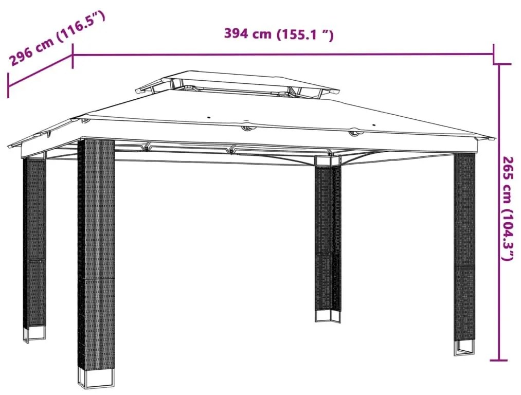 Κιόσκι με Διπλή Οροφή Ανθρακί 3,94x2,96 μ. Ατσάλινο - Ανθρακί