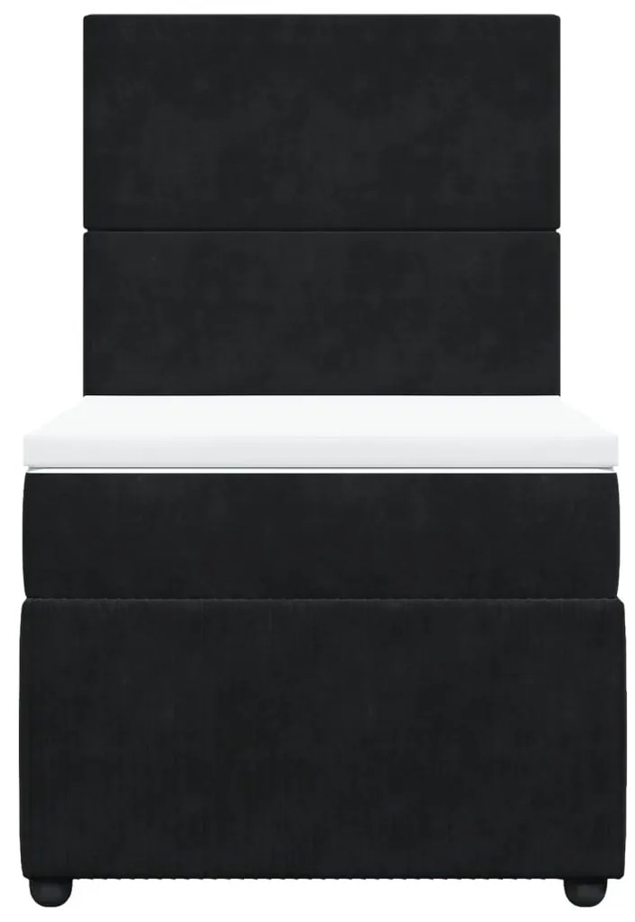 vidaXL Κρεβάτι Boxspring με Στρώμα Μαύρο 80 x 200 εκ. Βελούδινο