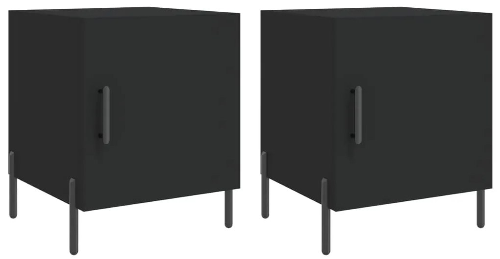 vidaXL Κομοδίνα 2 τεμ. Μαύρα 40 x 40 x 50 εκ. από Επεξεργασμένο Ξύλο