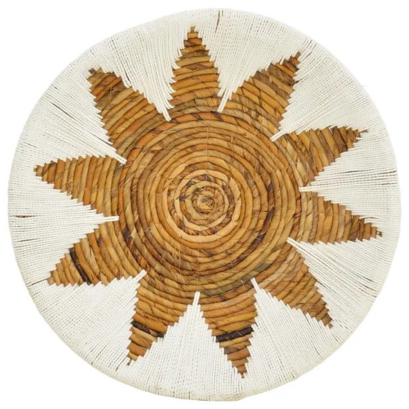 Διακοσμητικό τοίχου Circy Inart σετ 3 τεμ ψάθα σε λευκή-μπεζ απόχρωση