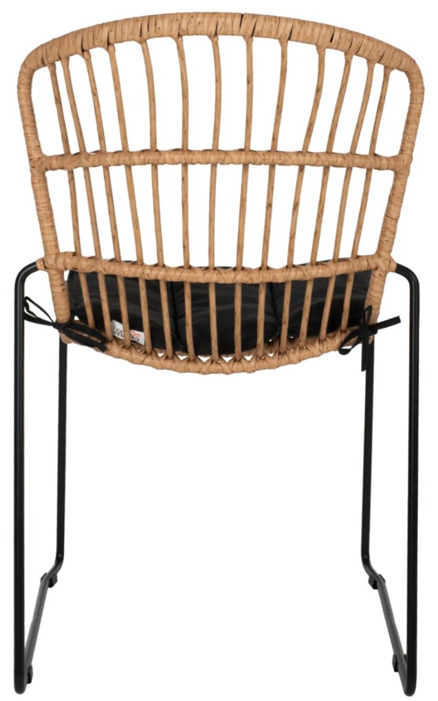 ΚΑΡΕΚΛΑ ΜΕΤΑΛΛΙΚΗ ΜΑΥΡΗ HM5866.01 ΜΑΥΡΟ ΜΑΞΙΛΑΡΙ & RATTAN ΦΥΣΙΚΟ 51.5x58x86Yεκ.