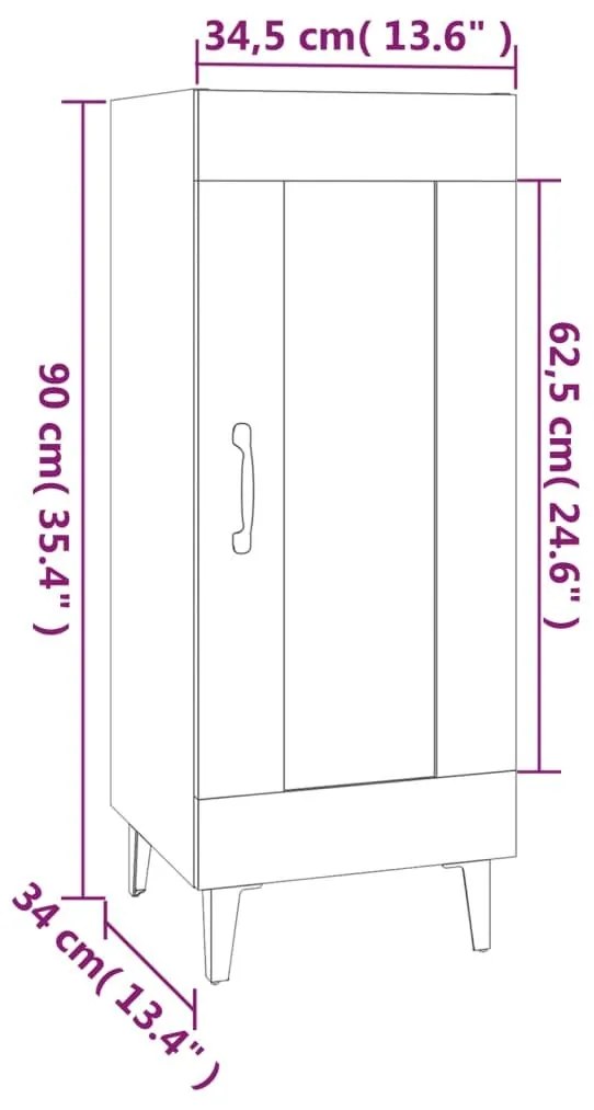 Ντουλάπι Γκρι Σκυροδέματος 34,5x34x90 εκ. Επεξεργασμένο Ξύλο - Γκρι