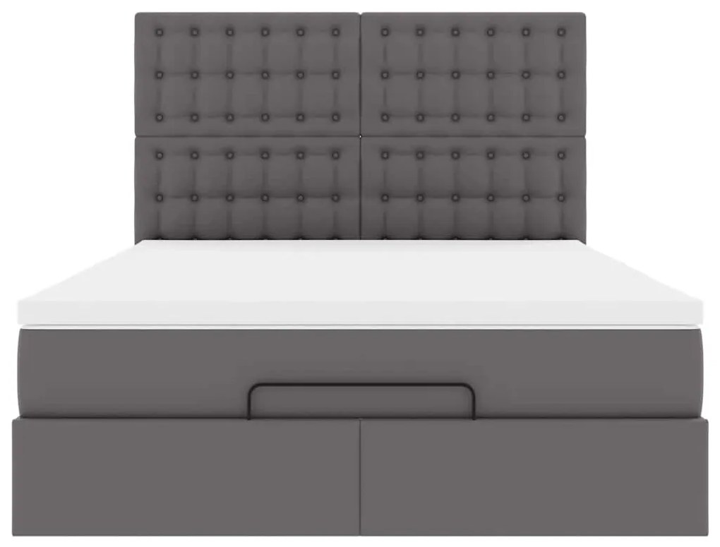 vidaXL Οθωμανικό κρεβάτι με στρώμα Γκρι 140x200cm Faux Leather