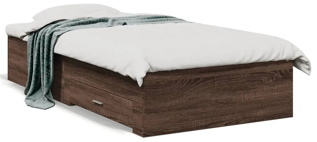 vidaXL Πλαίσιο Κρεβατιού με συρτάρια Καφέ δρυς 90x190 εκ. Επεξ. Ξύλο