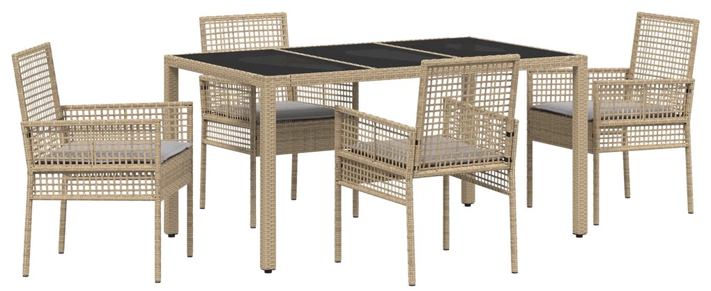 vidaXL Σέτ φαγητού για κήπο 5 pcs Μπεζ 150 x 90 x 75 cm