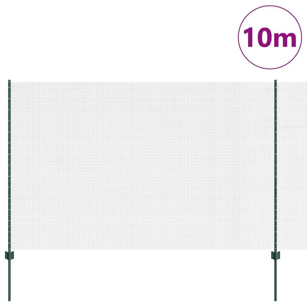 vidaXL Φράχτης με Στήλες. Πράσινο 1.6 x 10 m Ατσάλι