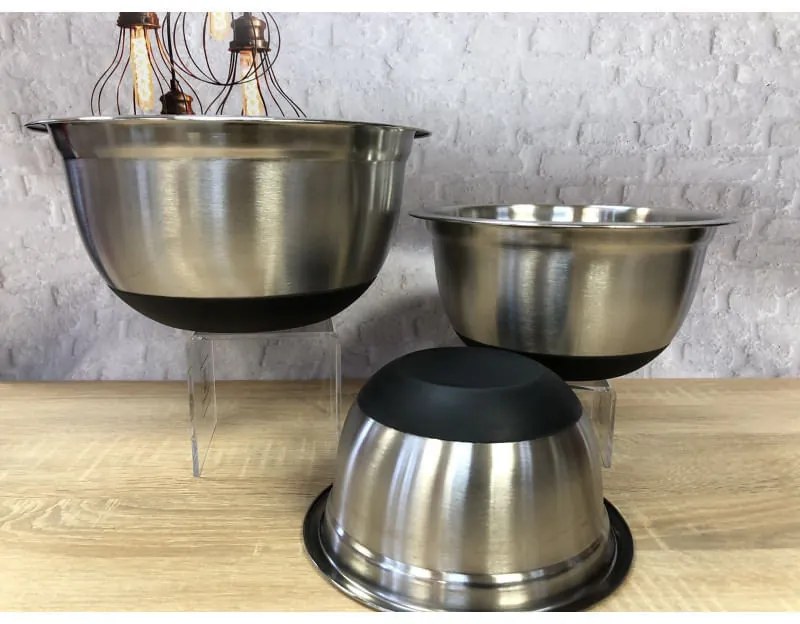 Ανοξείδωτα μπολ ανάμειξης σετ 3τμχ Klausberg KB 7388, 5 l, 3 l, 1,6 l, Αντιολισθητική βάση