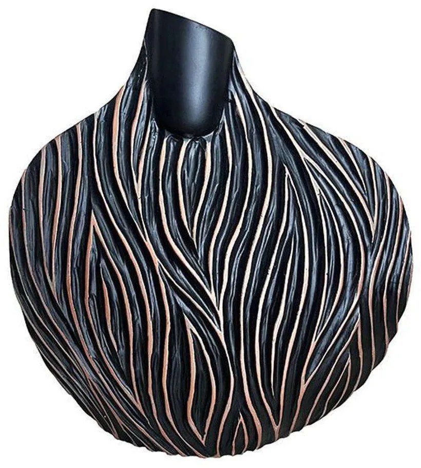 Βάζο 0038-223-040 27x11,5x31,5cm Black-Bronze Polyresin