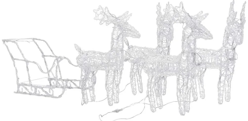 vidaXL Τάρανδοι Χριστουγεννιάτικοι με Έλκηθρο 280x28x55 εκ. Ακρυλικό