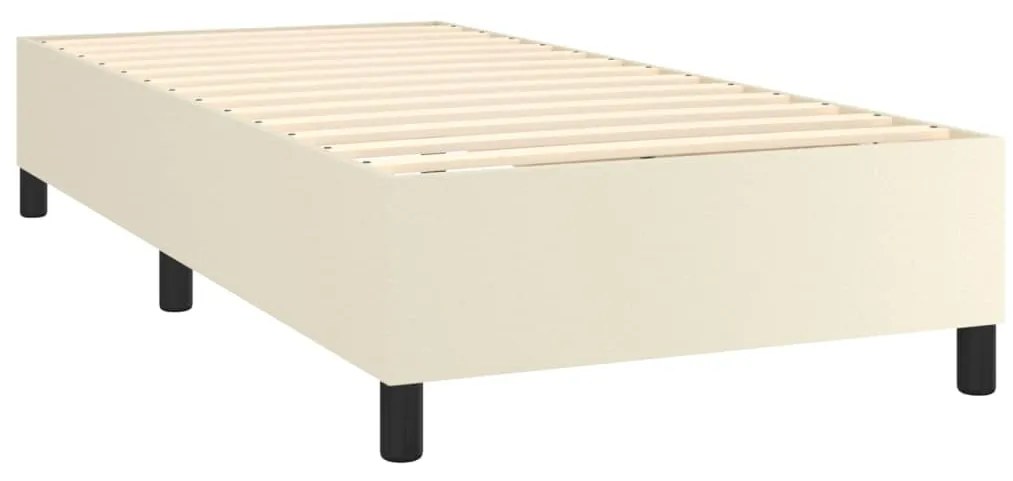 vidaXL Κρεβάτι Boxspring με Στρώμα Κρεμ 90x200 εκ. από Συνθετικό Δέρμα