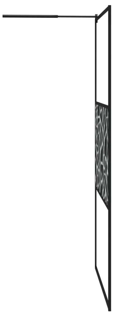 vidaXL Διαχωριστικό Ντουζ με Σχέδιο Πέτρας Μαύρο 115x195 εκ. Γυαλί ESG