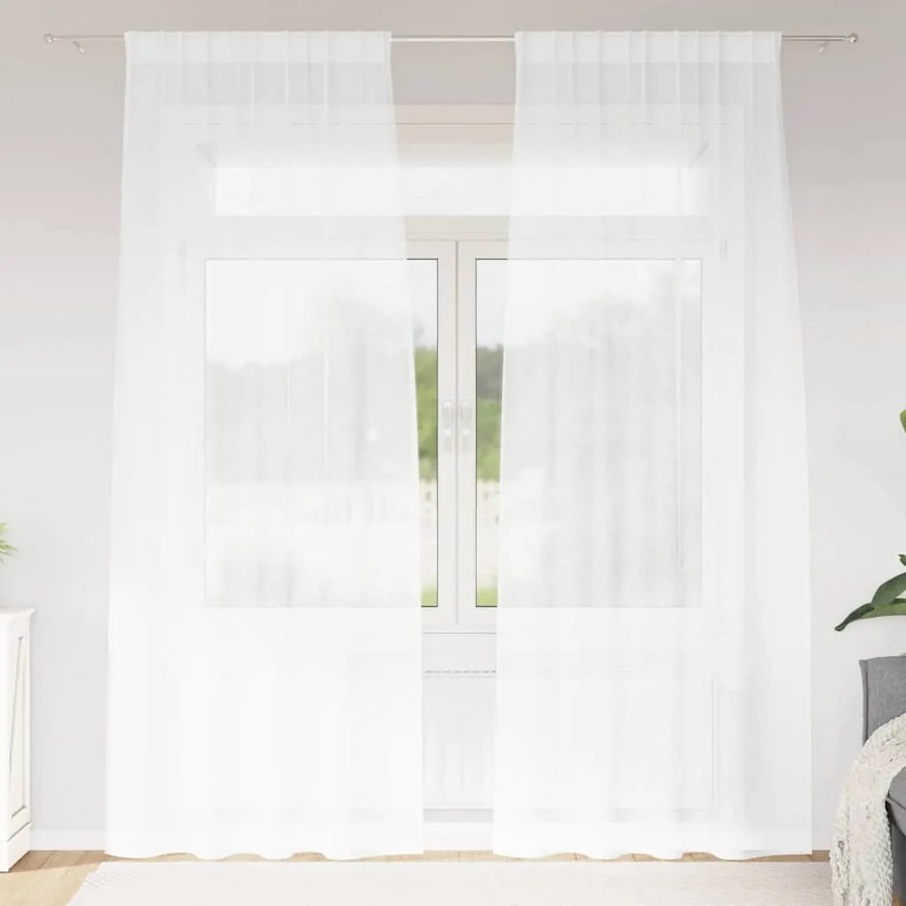 vidaXL Κουρτίνες με κουρτίνες 2 pcs Λευκό 140 x 245 εκ. Πολυεστέρας