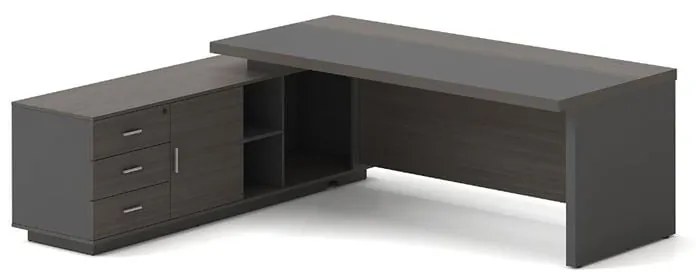 VIP Γραφείο Αριστερή Γωνία, Απόχρωση Grey Walnut 180x90x75/180x50x62 cm