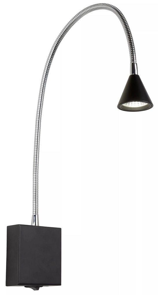 Φωτιστικό Επίτοιχο Lucide 18293-03-30 BUDDY Μαύρο Ματ (Black Mat)|Χρώμιο (Chrome) 4000 K