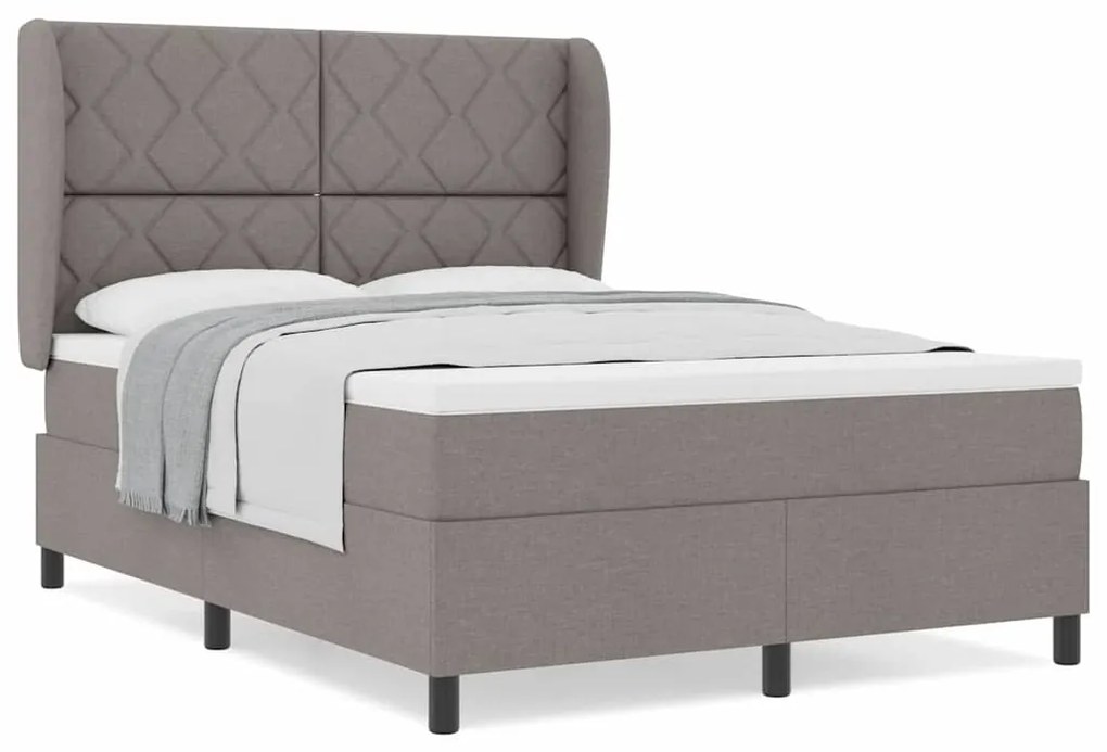vidaXL Κρεβάτι με ελατήρια με στρώμα Taupe 140 x 190 cm ύφασμα