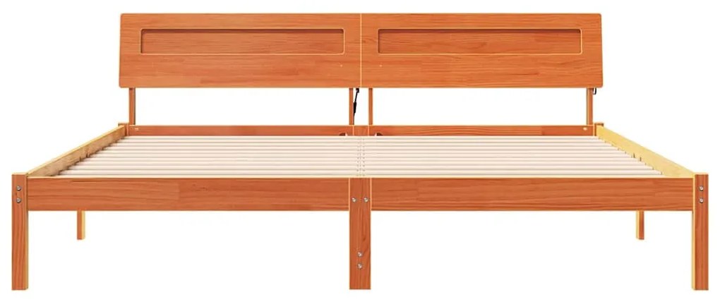 vidaXL Σκελετός Κρεβατιού με κεφαλάρι Καφέ 200 x 200 cm Μασίφ ξύλο