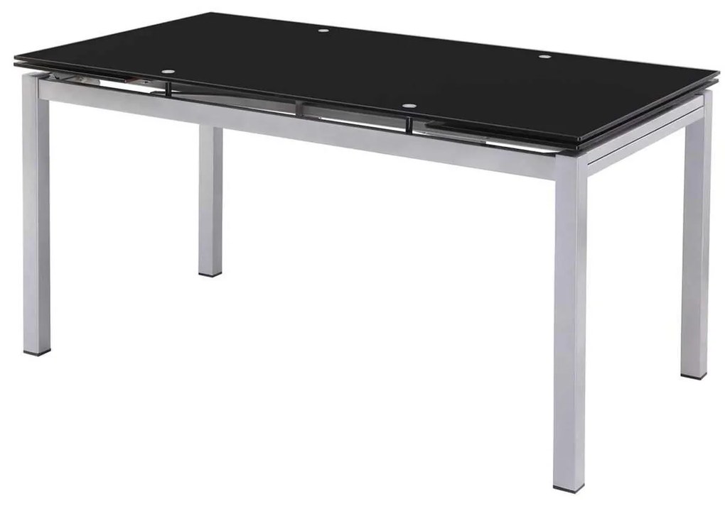 Τραπέζι Blossom 110+(30+30)x70cm Γυαλί Μαύρο/Βαφή Γκρι