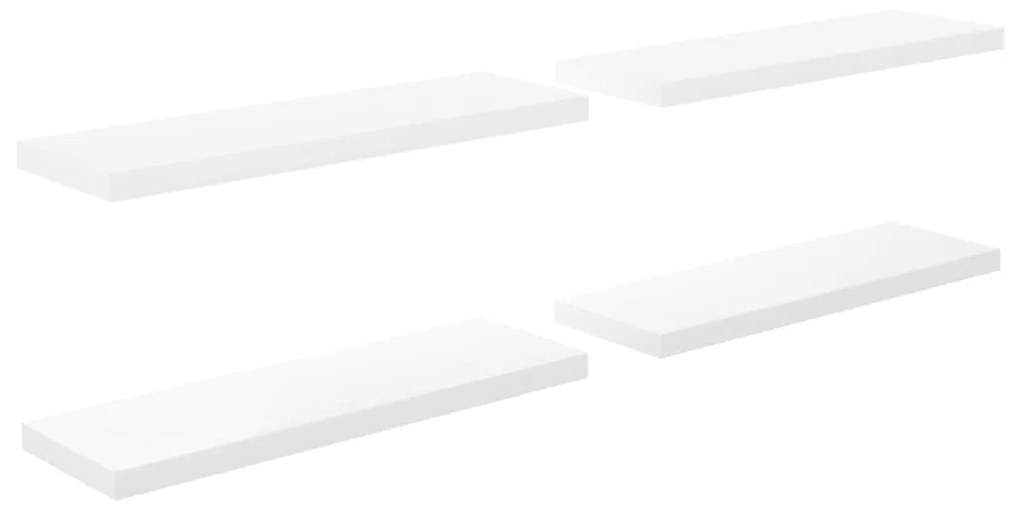 Ράφια Τοίχου Γυαλιστερά Άσπρα 4 Τεμάχια 80x23,5x3,8 εκ. MDF 323753