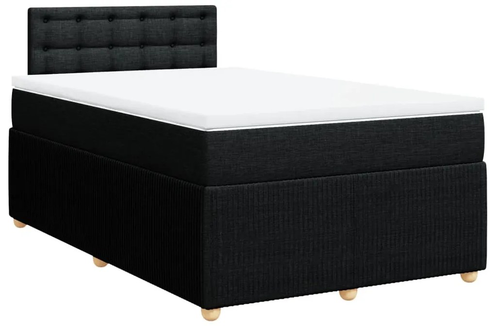 vidaXL Κρεβάτι Boxspring με Στρώμα Μαύρο 120x190 εκ. Υφασμάτινο