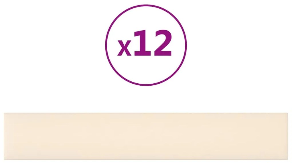 vidaXL Πάνελ Τοίχου 12 τεμ. Λευκό 90x15 εκ. 1,62 μ² Βελούδινα