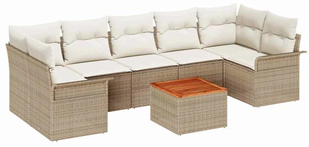 vidaXL Σετ Καναπέ Κήπου με μαξιλάρι 8 pcs Μπεζ, Κρέμα 55 x 55 x 37 εκ