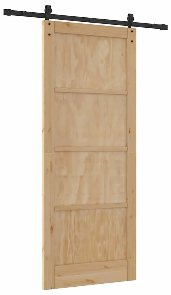 vidaXL Συρόμενη Πόρτα Χειροκίνητος Καφέ 86 x 211 cm Μασίφ ξύλο πεύκου