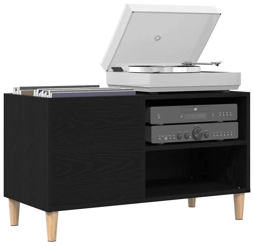 vidaXL Ντουλάπα δίσκων Μαύρο Δρυς 84,5x38x48 εκ Επεξεργασμένο ξύλο