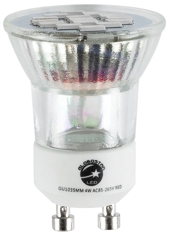 GloboStar 76009 Σποτ LED GU10 MR11 4W 300lm 120° AC 85-265V με Λευκό Γαλακτερό Γυαλί Κόκκινο - 2 Χρόνια Εγγύηση - 76009