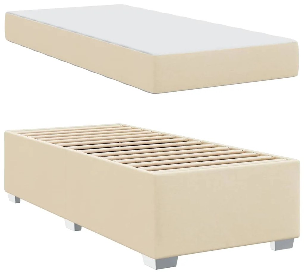 vidaXL Σκελετός Κρεβατιού με στρώμα Κρεμ 100 x 200 cm ύφασμα