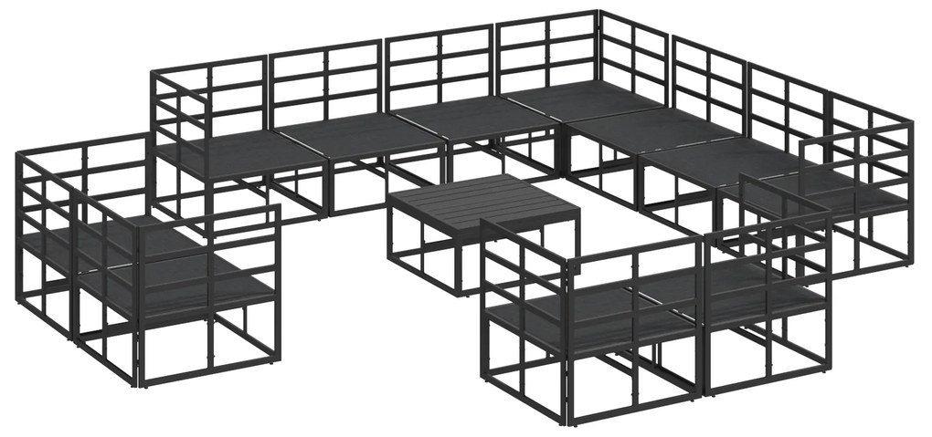 vidaXL Σετ Καναπέ Κήπου 12 pcs Μαύρο 70 x 70 x 32 εκ Αλουμίνιο