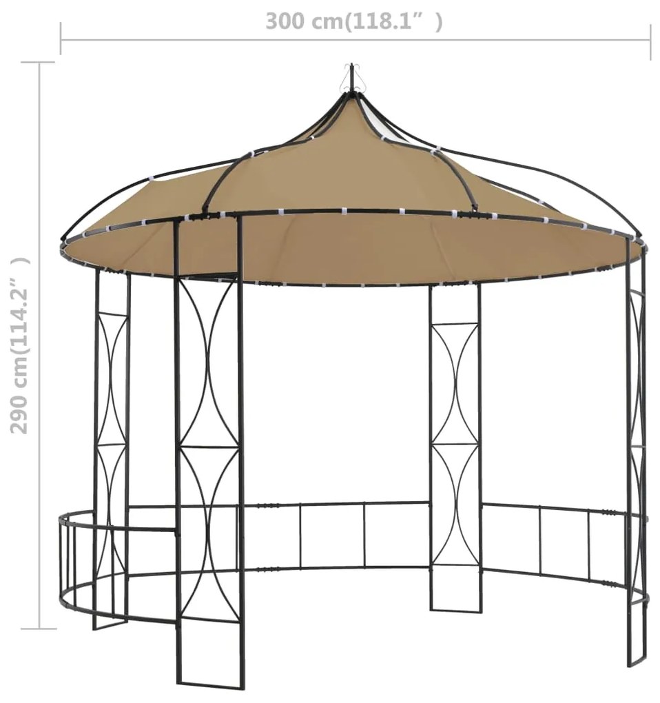 vidaXL Κιόσκι Στρογγυλό Taupe 300 x 290 εκ.