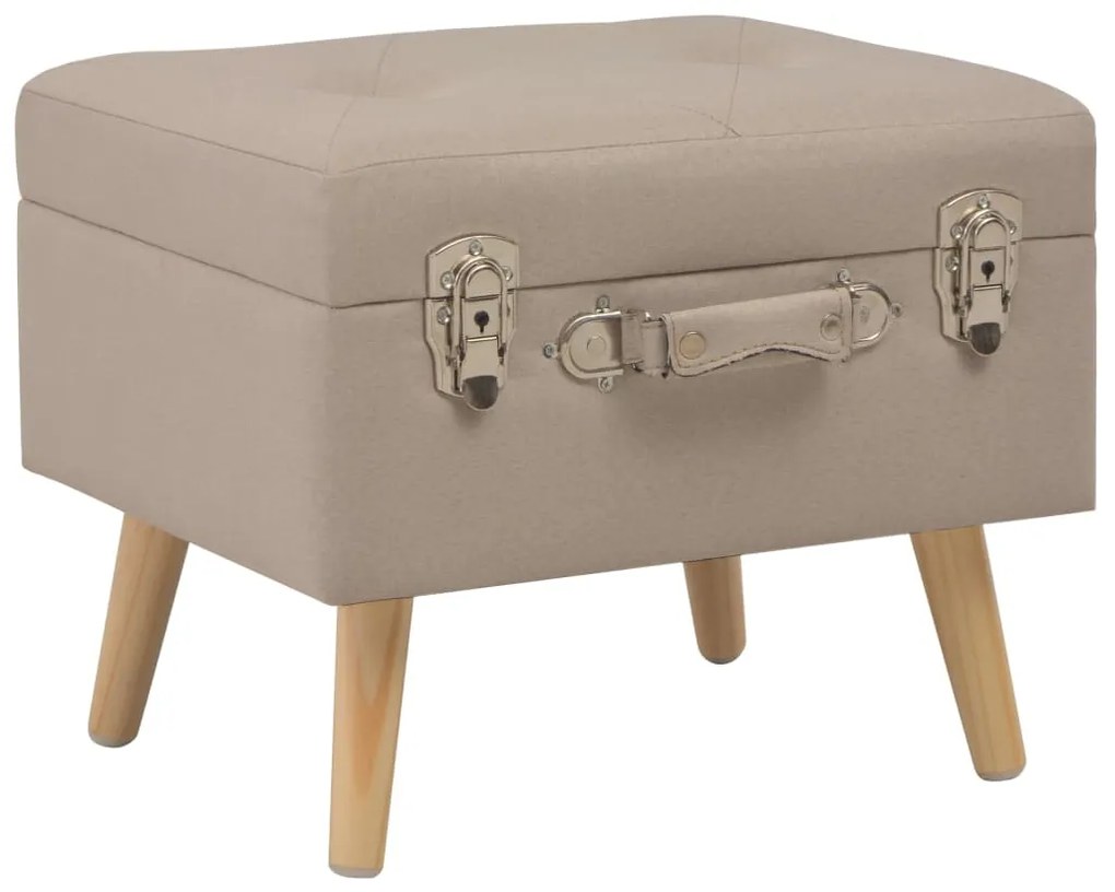 vidaXL Σκαμπό με Αποθηκευτικό Χώρο 3 τεμ. Μπεζ Υφασμάτινα