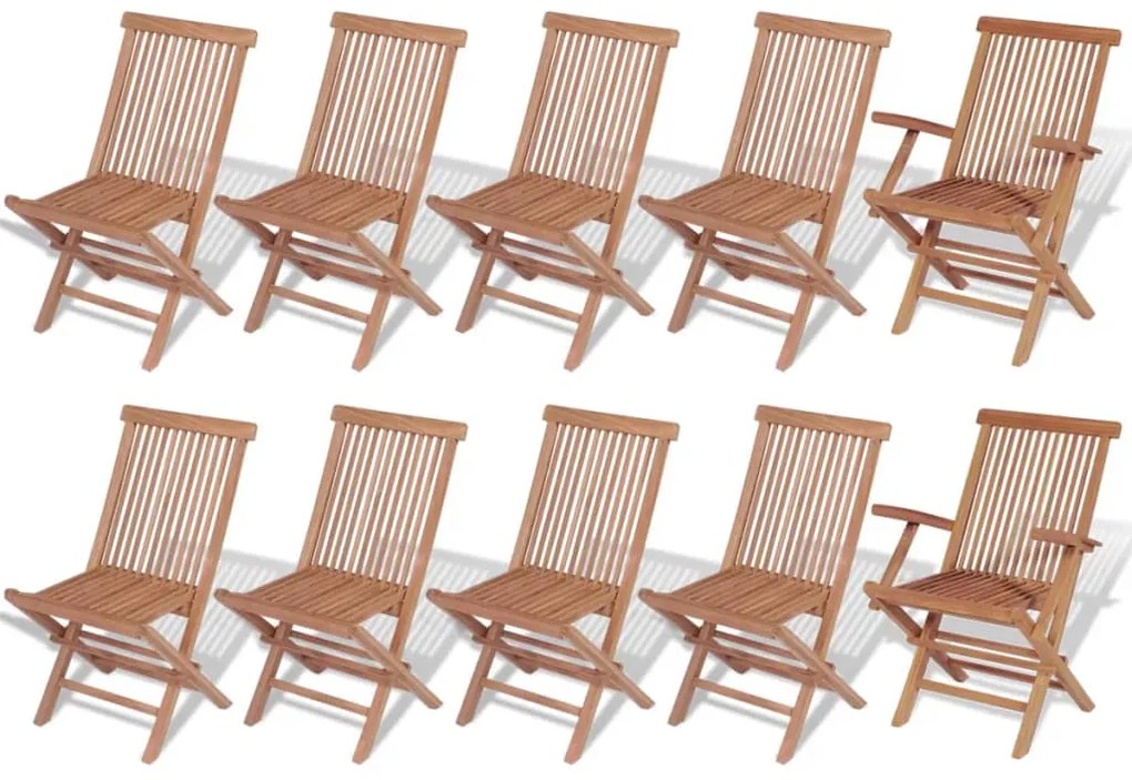 vidaXL Σετ Τραπεζαρίας Εξ.Χώρου με Πτυσ.Καρέκλες 11τεμ Μασίφ Ξύλο Teak
