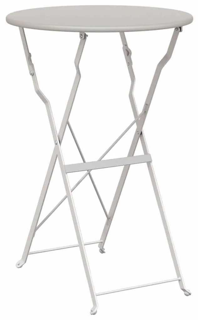 vidaXL Πτυσσόμενο Τραπέζι Μπιστρού Beige Ø50 x 71 cm, Επικαλυμμένο με Πούδρα Χάλυβα