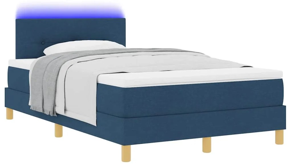 vidaXL Κρεβάτι με ελατήρια με στρώμα Μπλε 120 x 190 cm ύφασμα
