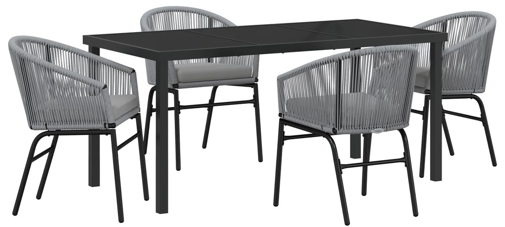 vidaXL Σετ 5 Τεμαχίων Έπιπλα Κήπου σε Γκρι Πολυ Rattan