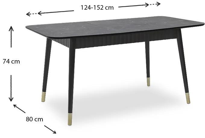 Τραπέζι Nero Megapap επεκτεινόμενο από MDF/ ξύλο χρώμα μαύρο εφέ μαρμάρου 124/152x80x74εκ. - Ξύλο - GP044-0009,1