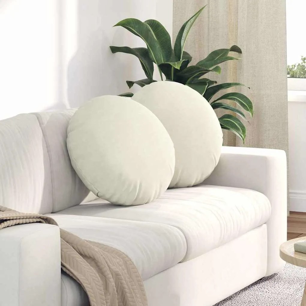 vidaXL Μαξιλάρια καθισμάτων 2 pcs Κρεμ Ø 40 x 13 εκ. Βελούδο