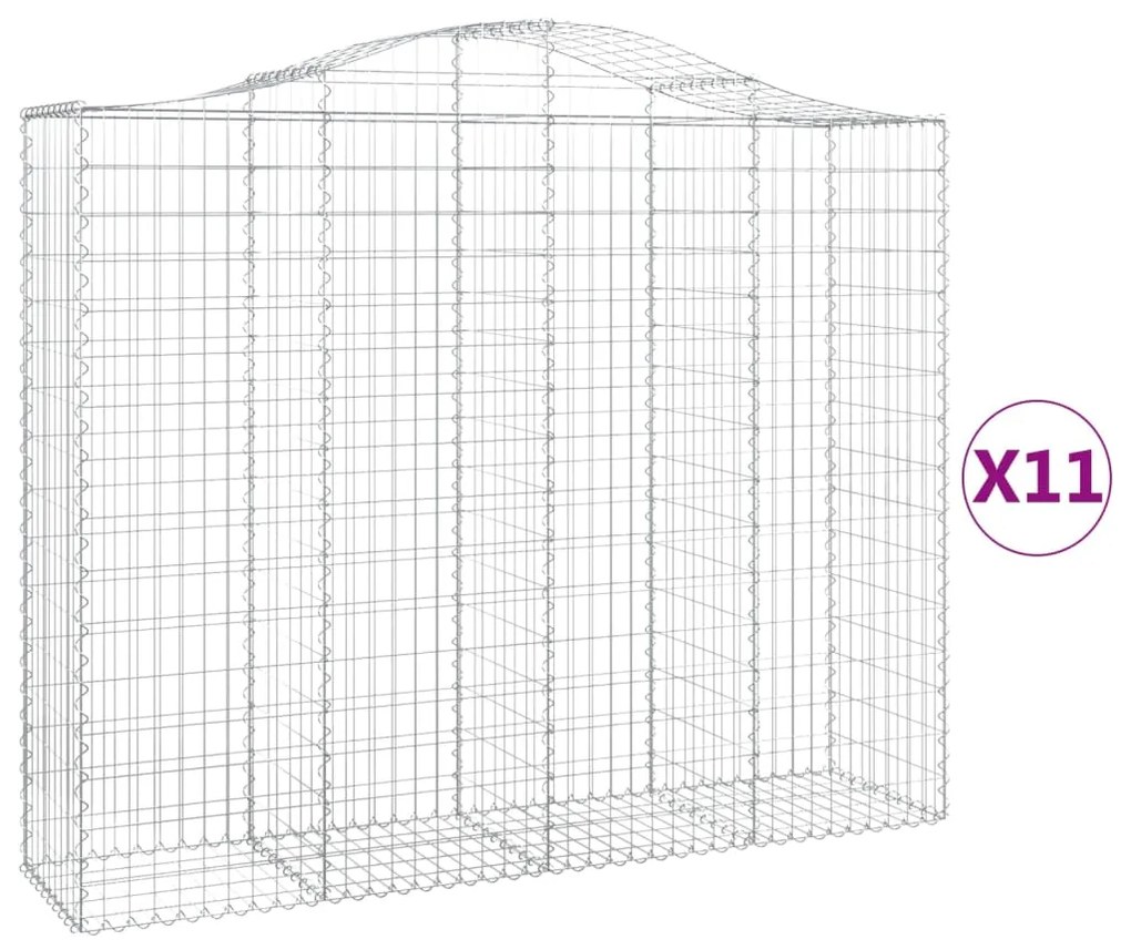 vidaXL Συρματοκιβώτια Τοξωτά 11 τεμ. 200x50x160/180 εκ. Γαλβαν. Ατσάλι