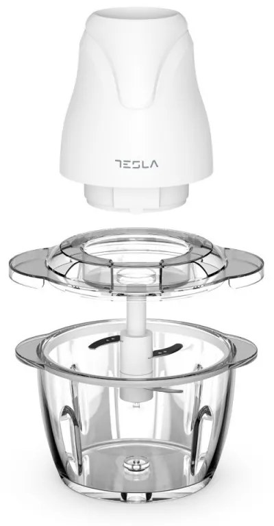 Πολυκόπτης Tesla FC302W, 400W, Γυάλινο δοχείο, 1lt, 4 Λεπίδες από ανοξείδωτο ατσάλι, Λευκό χρώμα