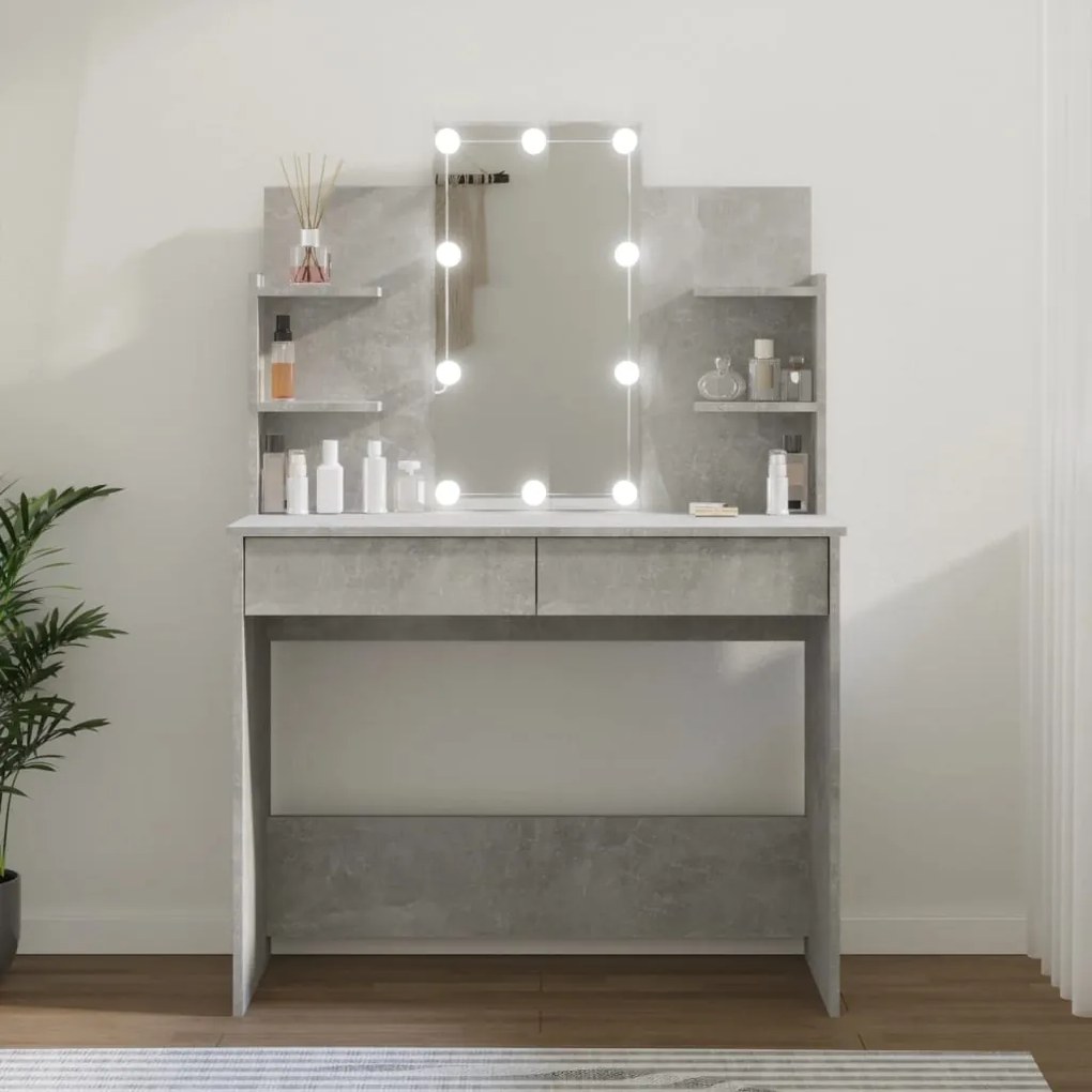 vidaXL Μπουντουάρ με LED Γκρι Σκυροδέματος 96x40x142 εκ.