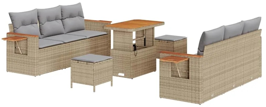 vidaXL Σετ Καναπέ Κήπου 9 pcs μπεζ και ανοιχτό γκρι 90 x 55 x 71 cm
