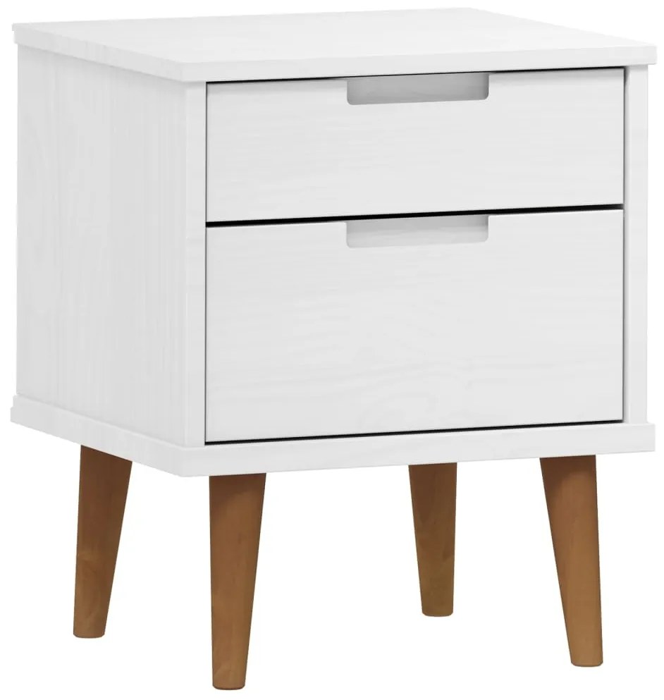 vidaXL Κομοδίνο MOLDE Λευκό 40 x 35 x 48 εκ. από Μασίφ Ξύλο Πεύκου
