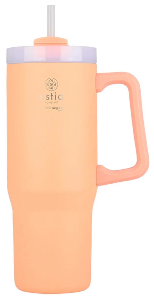 ESTIA ΘΕΡΜΟΣ STRAW TUMBLER XL SAVE THE AEGEAN 900ml PEACH FUZZ