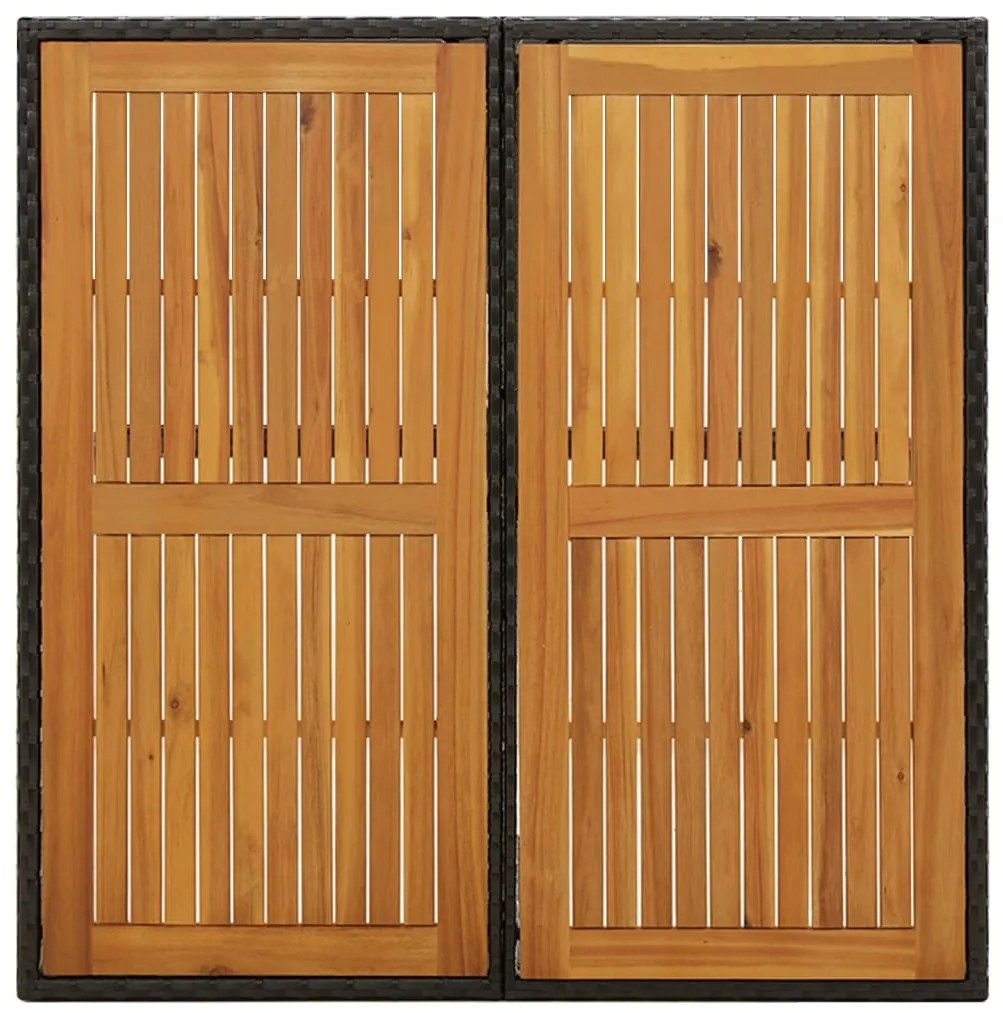 vidaXL Τραπέζι Κήπου Μαύρο 109x107x74 εκ. Συνθετικό Ρατάν/Μασίφ Ακακία