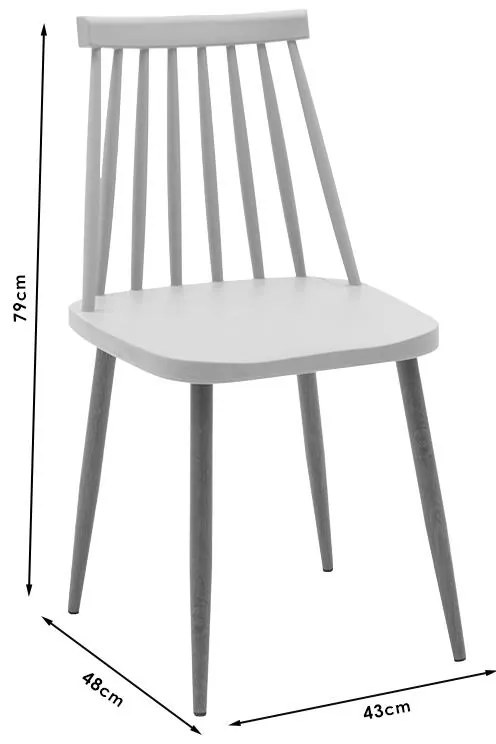 Καρέκλα Aurora PP γκρι-φυσικό πόδι 43x48x79εκ.