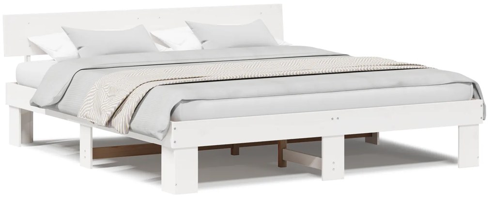 vidaXL Σκελετός Κρεβατιού Λευκό 180 x 200 cm Συμπαγές ξύλο πεύκου
