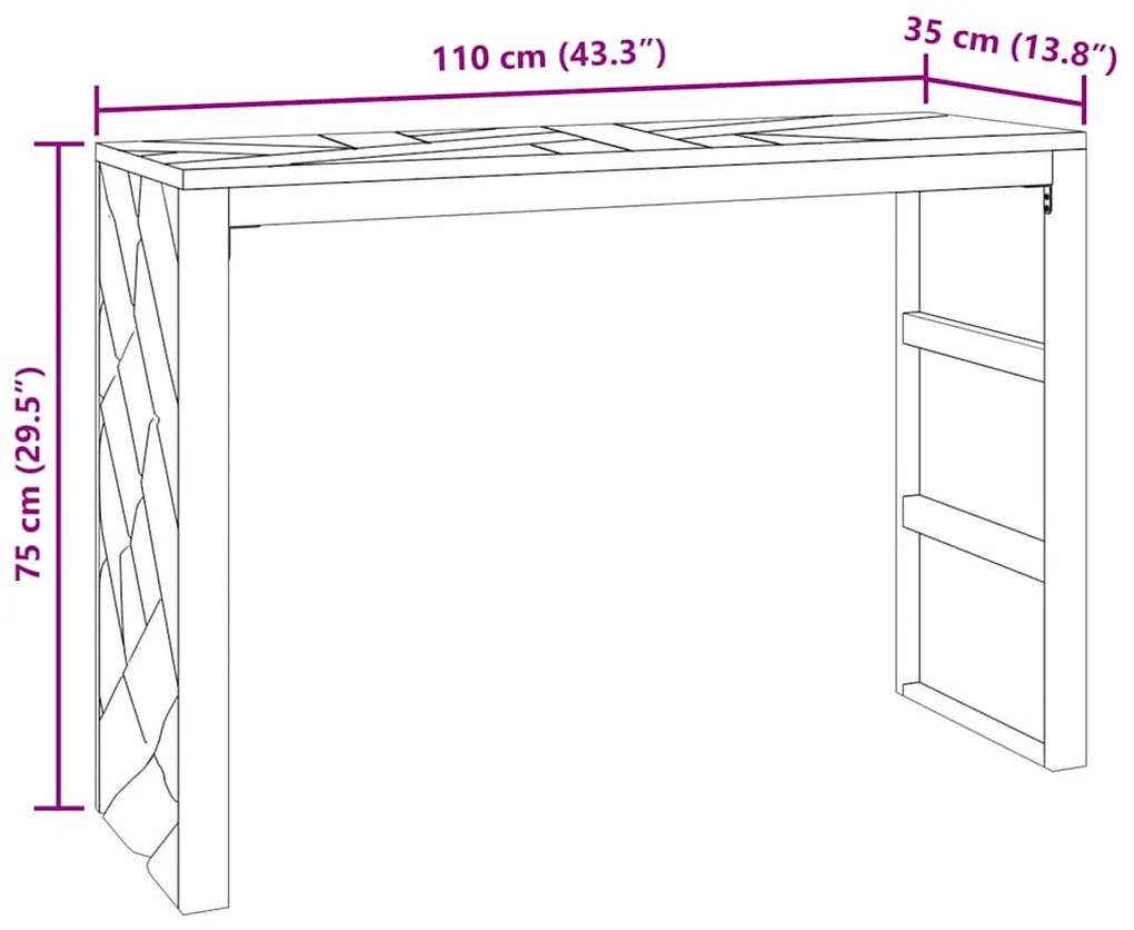 ΤΡΑΠΕΖΙ ΚΟΝΣΟΛΑΣ 110X35X75 CM ΑΠΟ ΜΑΣΙΦ ΞΥΛΟ ΤΙΚ 4009314