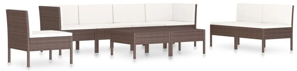 vidaXL Σαλόνι Κήπου 9 Τεμαχίων Καφέ από Συνθετικό Ρατάν με Μαξιλάρια